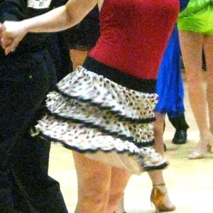 H&M red black polka spot pleated & tiered skirt